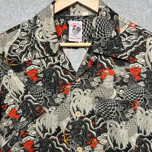 Labour Union Mens Rooster Cloud Print Shirt Black Grey Red Tencel Camp Collar M